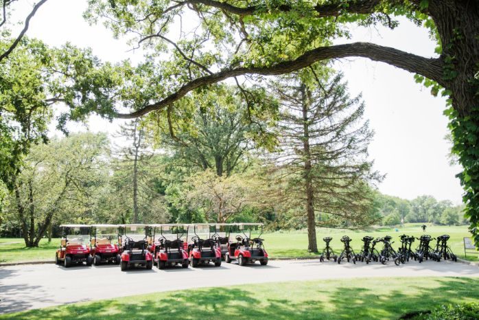 Group of golf carts and push carts at the Winnetka Golf Course