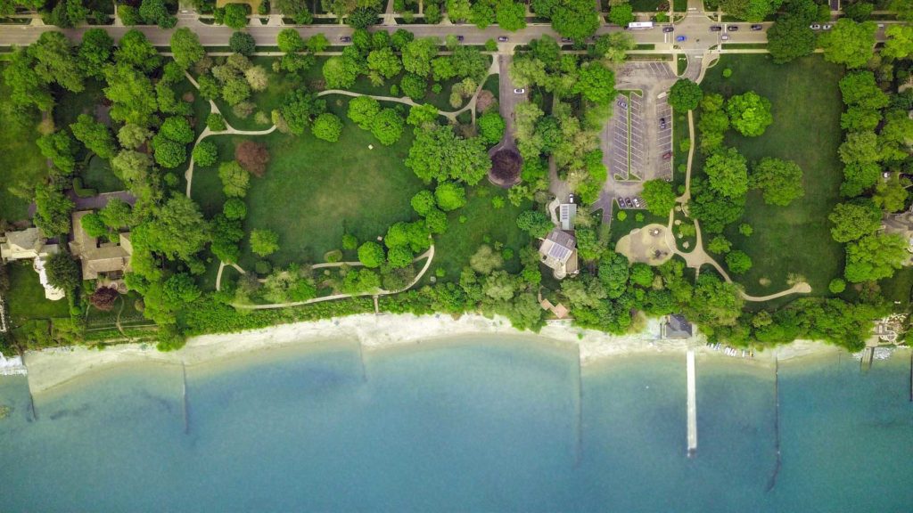 aerial view of Elder Lane Park + Beach