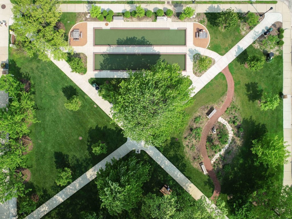 aerial view of Hubbard Woods Park