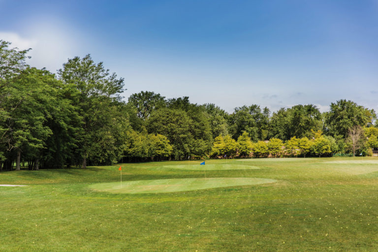 view of the driving range at the winnetka golf club