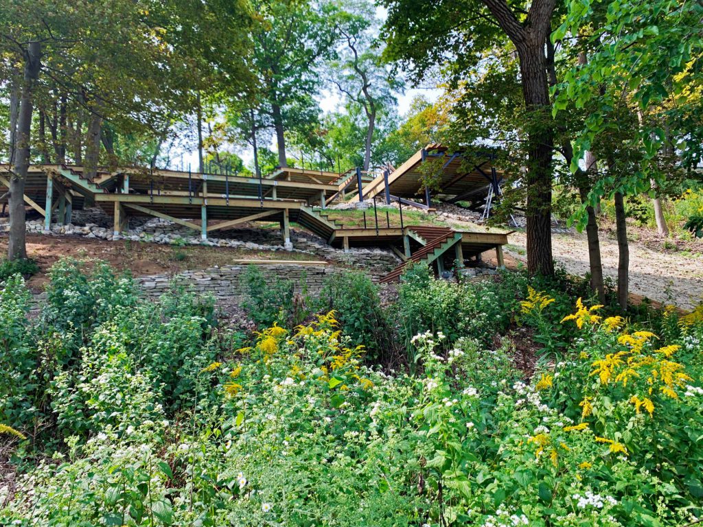 stairs construction and bluff restoration at tower road beach in 2020