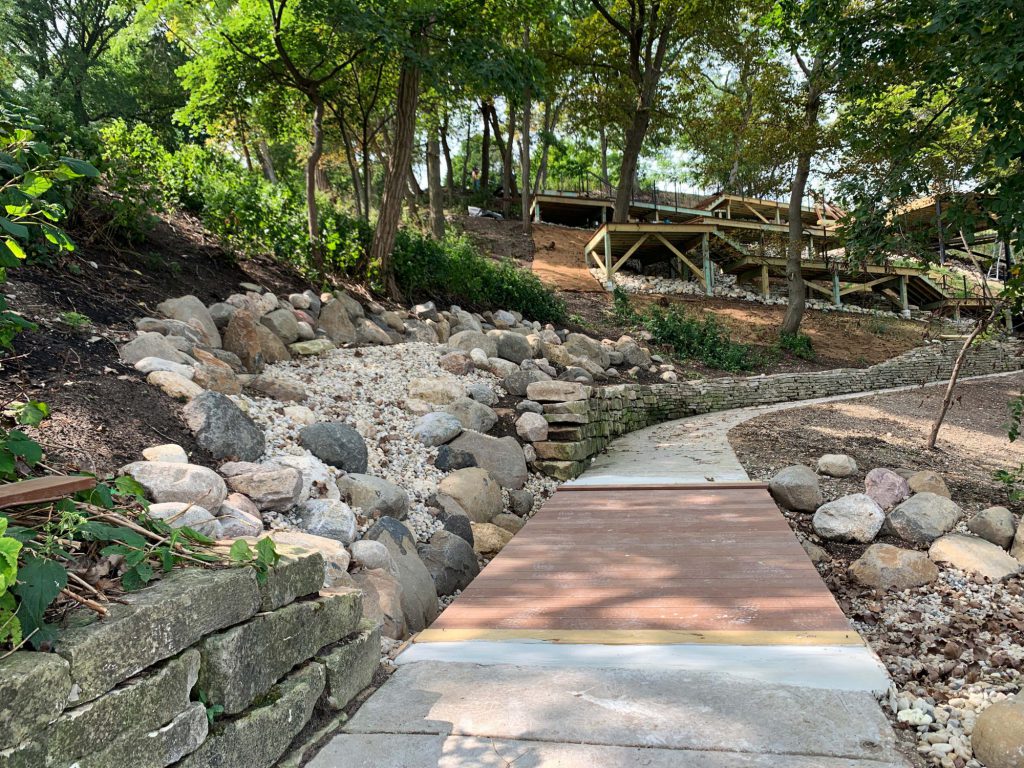 stairs construction and bluff restoration at tower road beach in 2020