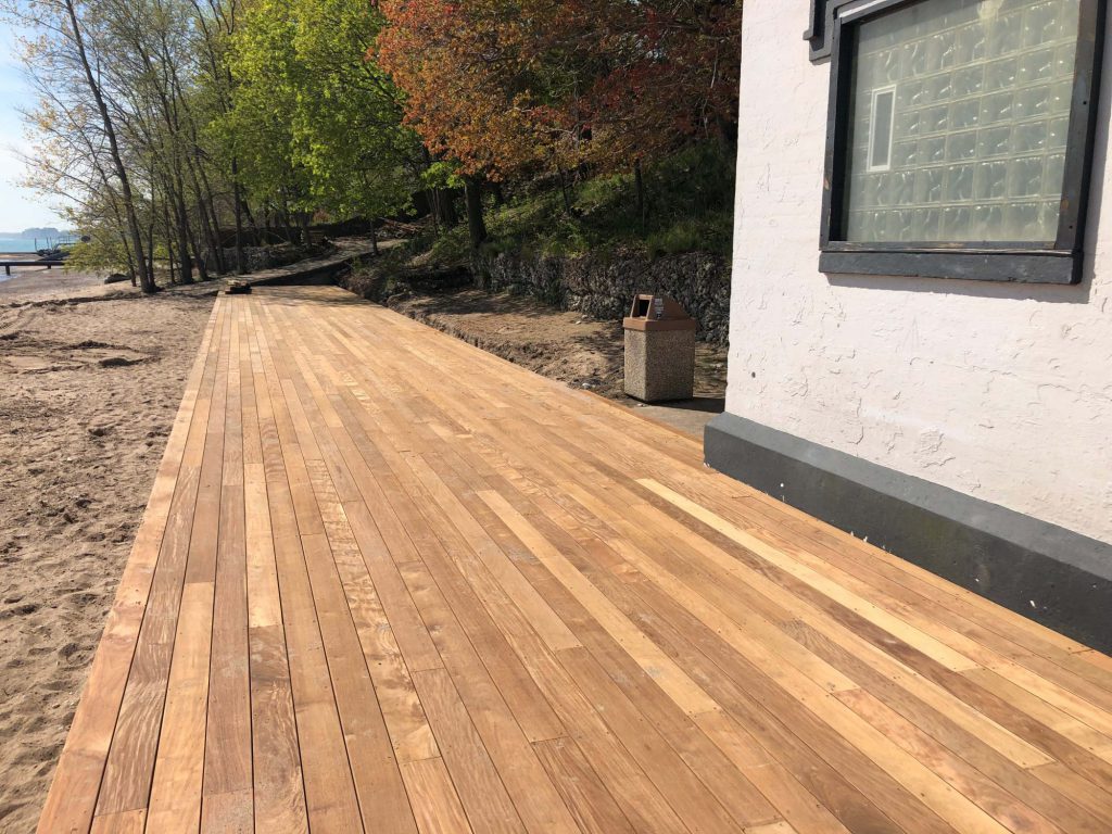 Maple Street Beach boardwalk closeup