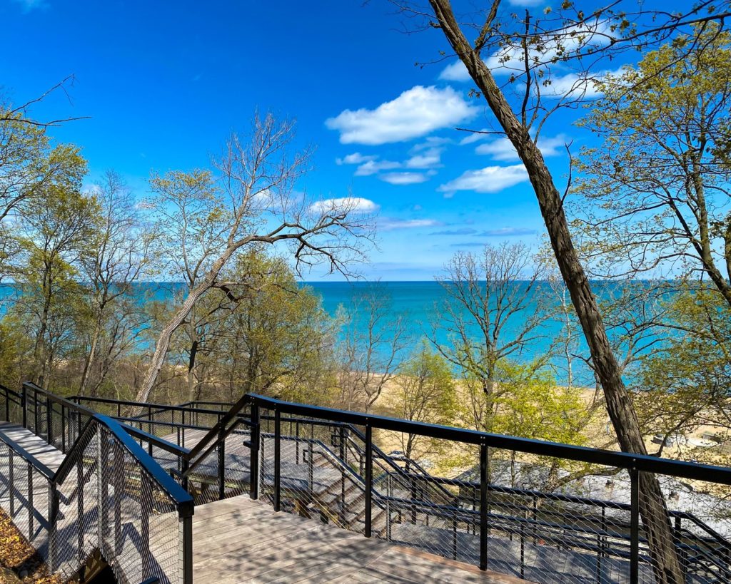 Tower Road Park staircase overlooking Lake Michigan