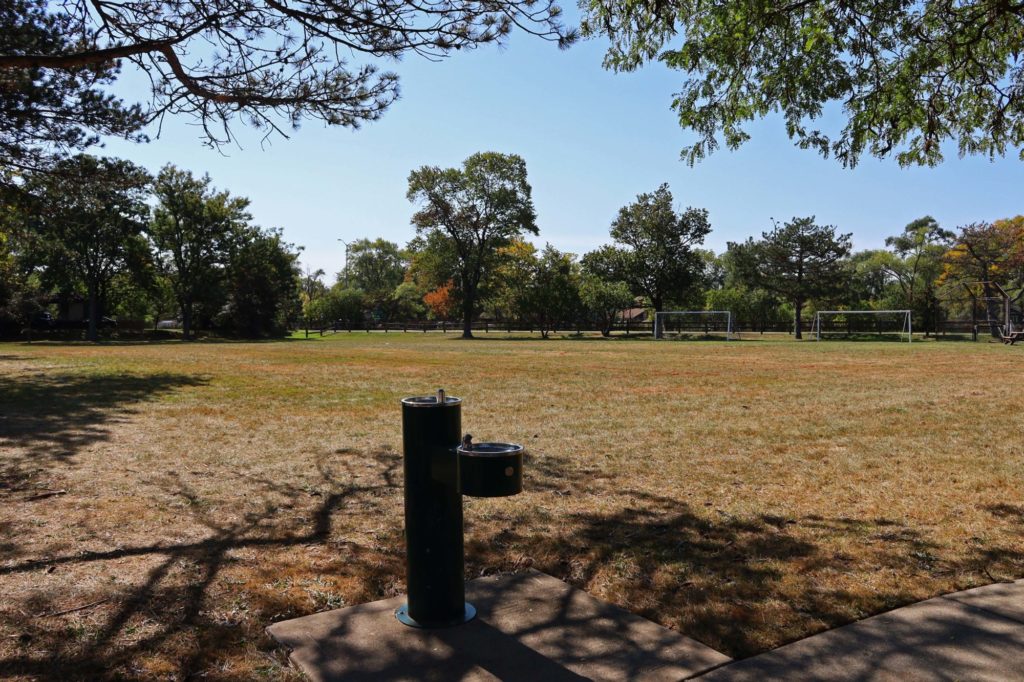 Northfield Park drinking fountain + soccer field