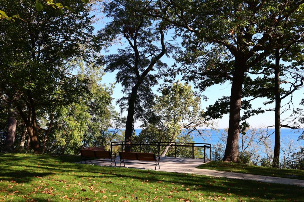 three benches and an overlook at Tower Road Park