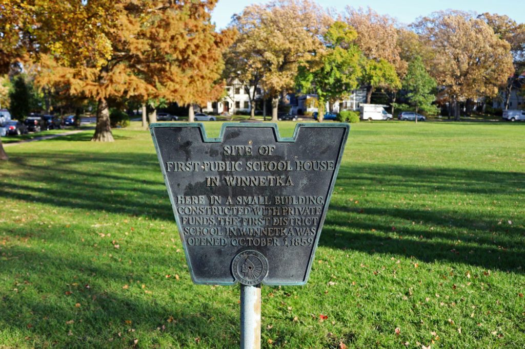 Village Green Park first public school house site