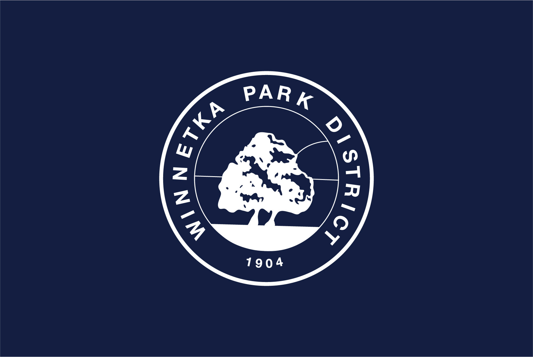 white Winnetka Park District logo on a dark blue background