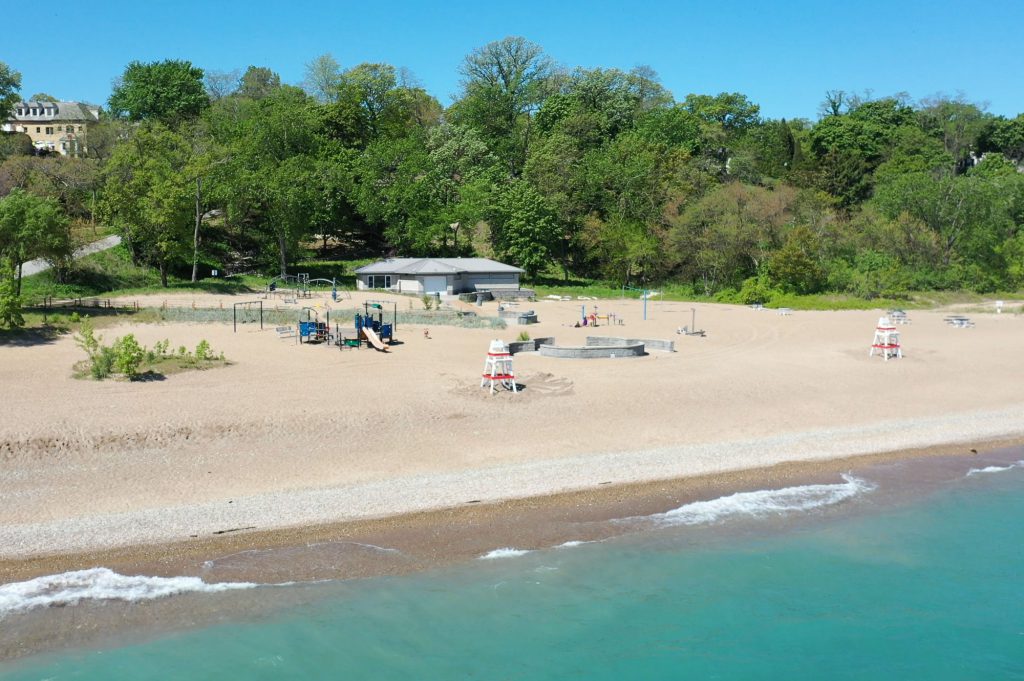 aerial view of Tower Road Park beach